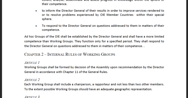 Terms of Reference and Internal Rules for Working Groups and Ad Hoc Groups