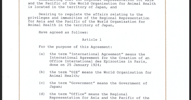 Agreement for the Regional Representation for Asia and the Pacific