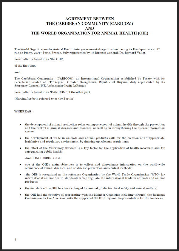Agreement with the Caribbean Community (CARICOM)